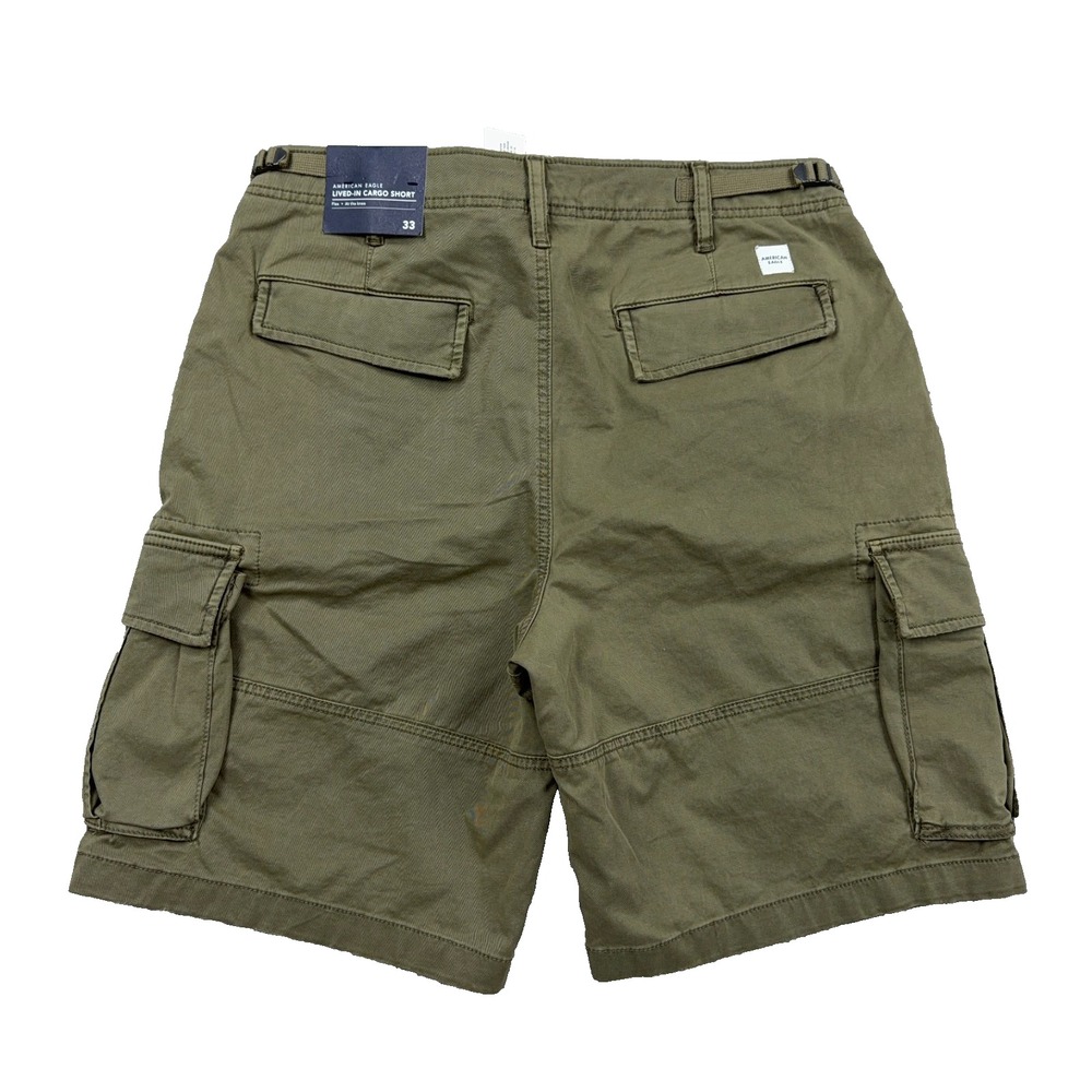 American Eagle Cargo Shorts Men 33 Olive Green Lived In Flex Fit Twill Adult